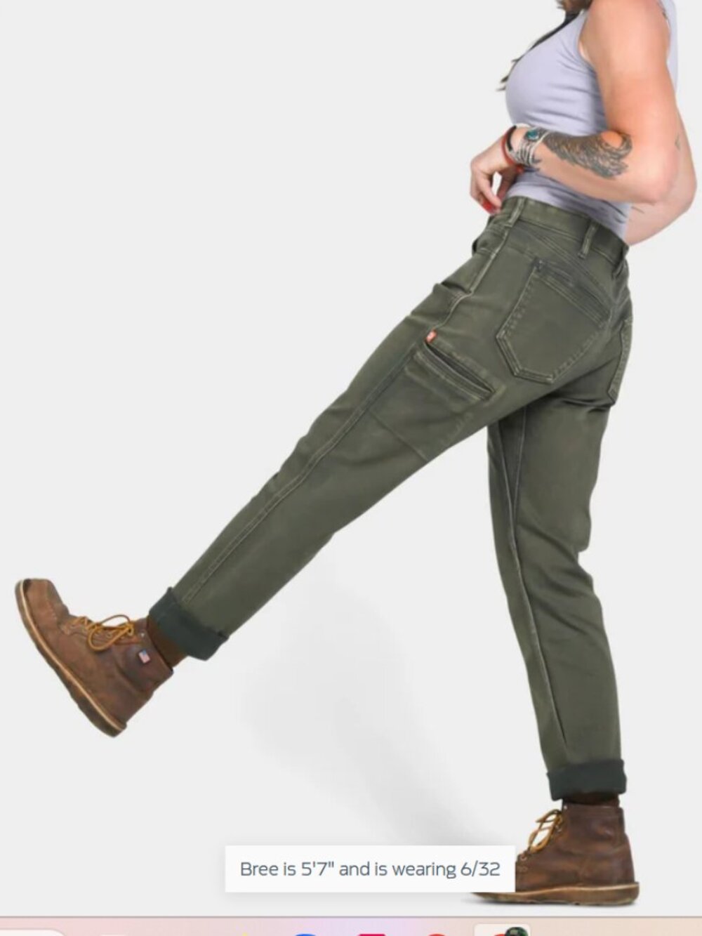 Shop Pant in Olive Green Denim